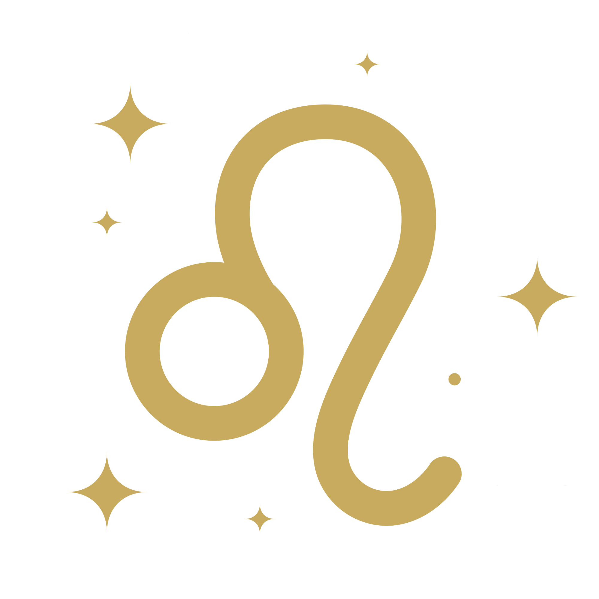 Símbolo del signo zodiacal Leo en dorado rodeado de destellos, representando la guía sobre cómo interpretar una Carta Astral.